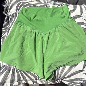 Aerie High Waist Green Shorts with Elastic Waistband